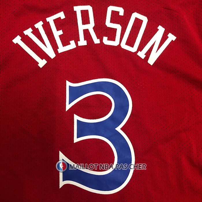Maillot Manche Courte Philadelphia 76ers Allen Iverson NO 3 Rouge